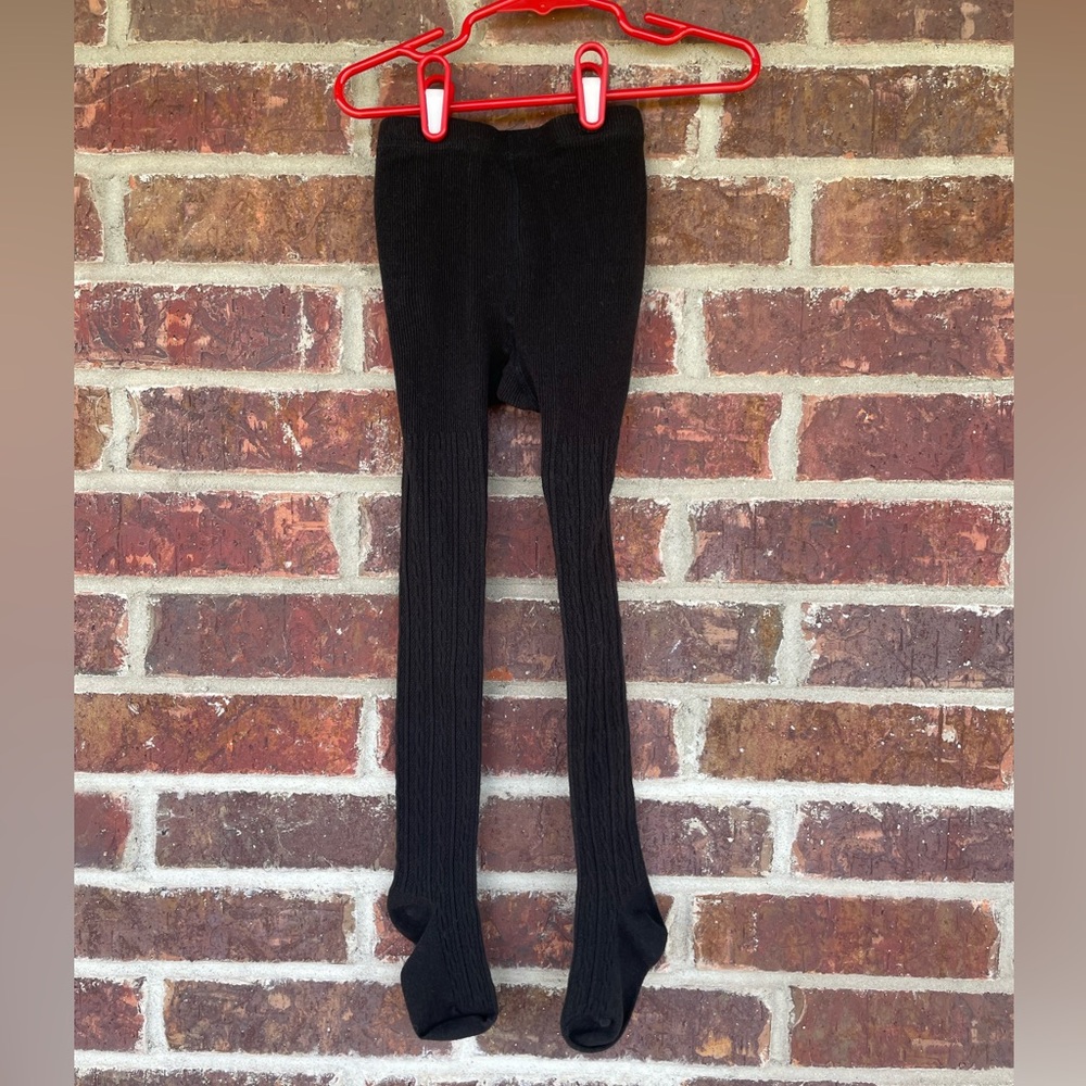 Little Girl’s Black Faded Glory Heavyweight Footed Stretchy Tights Size 4-6